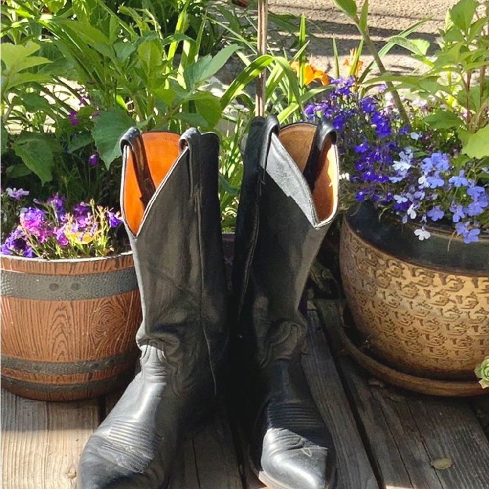 Vintage Tony Lama Black Cowboy/work boots Sz 9B Style #6158 Reg# 404910047 - Picture 6 of 16